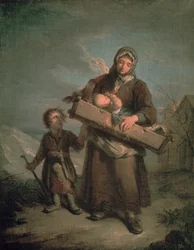 Arme Frau mit Kindern
